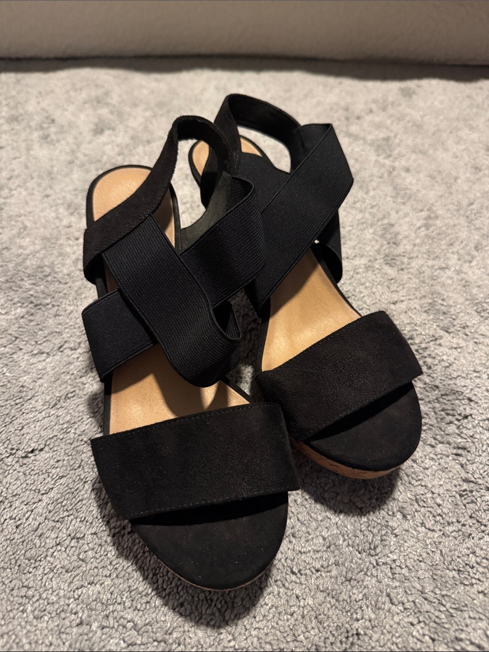American Eagle Outfitters Black Elastic Crossover Sandals